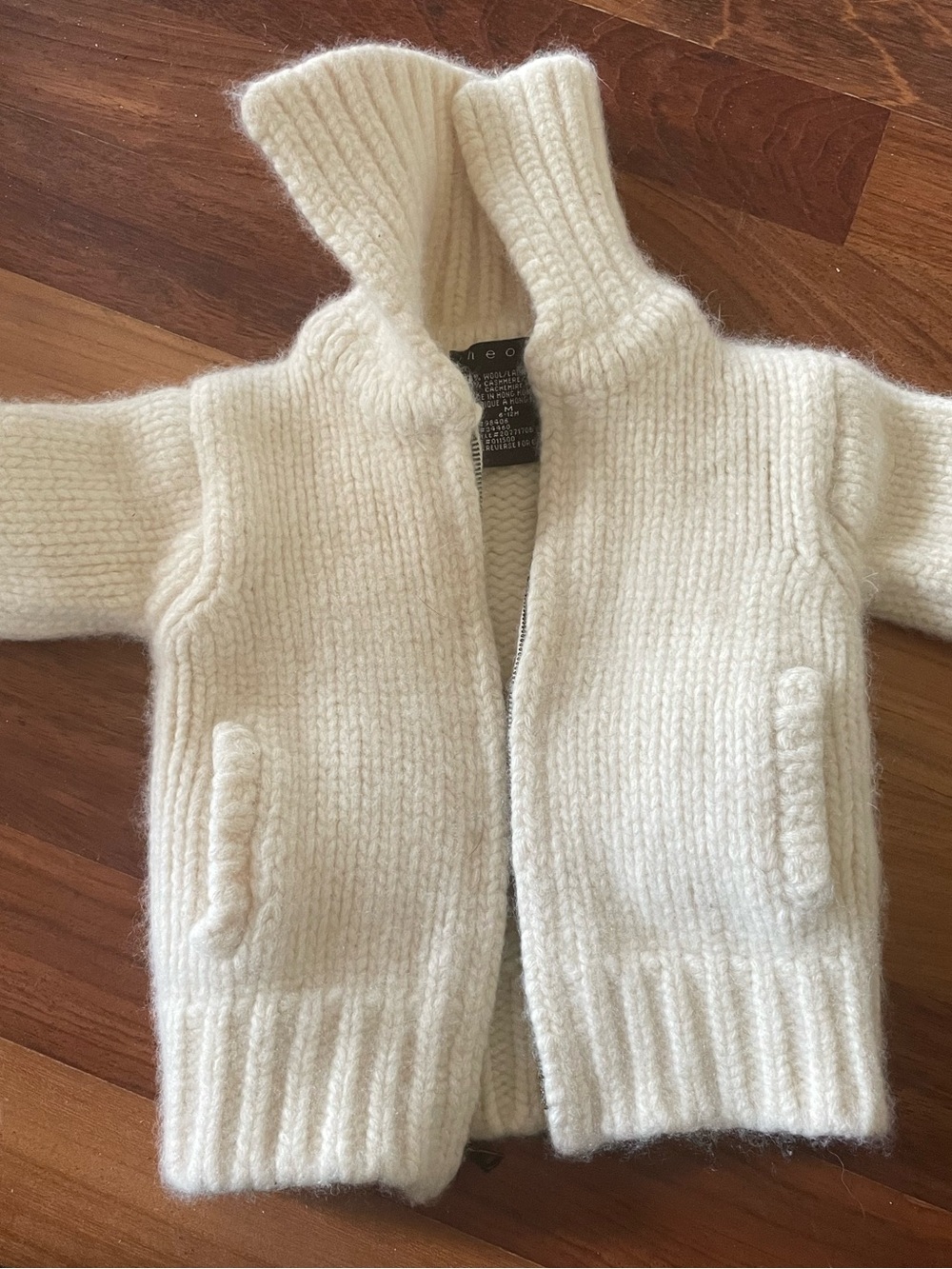 Theory wool cashmere baby sweater zip up 0-6